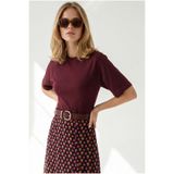 Olalook Kadın Bordo Belden Oturtmalı Dikiş Detaylı Modal Tuşeli Bluz BLZ-19003373