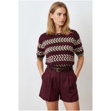 Olalook Kadın Bordo Dökümlü Cosmos Viskon Triko Bluz BLZ-19003361