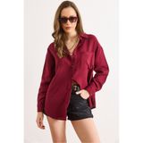 Olalook Kadın Bordo Oversize Basic Müslin Gömlek GML-19001217