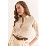 Olalook Kadın Ekru Regular Fit Fisto Gömlek GML-19001332