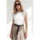 Olalook Kadın Ekru Vatkalı Modal Tuşeli Basic Tişört TSH-19001004