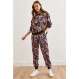 Olalook Kadın Floral Siyah Basic Eşofman Takımı ETKM-0000069