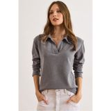 Olalook Kadın Füme Polo Yaka Selanik Bluz BLZ-19002810