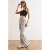 Olalook Kadın Gri Beli Katlamalı Yumoş Dökümlü Pantolon PNT-19000373