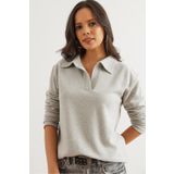 Olalook Kadın Gri Polo Yaka Selanik Bluz BLZ-19002810
