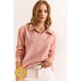 Olalook Kadın Gül Kurusu Polo Yaka Selanik Bluz BLZ-19002810