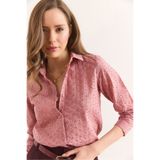 Olalook Kadın Gül Kurusu Regular Fit Fisto Gömlek GML-19001332