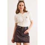 Olalook Kadın Kahverengi Cepli Mini Denim Etek ETK-19000338