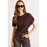 Olalook Kadın Kahverengi Tek Omuz Drape Detaylı Anvelop Sandy Bluz BLZ-19003330