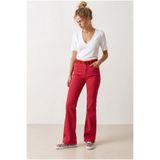 Olalook Kadın Koyu Fuşya Cepli Flare Gabardin Pantolon PNT-19000410