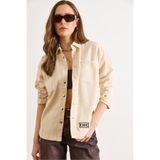 Olalook Kadın Krem Nakışlı Gabardin Gömlek GML-19001449