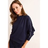 Olalook Kadın Lacivert Modal Biye Detaylı Yumuşak Dokulu Sweatshirt SWT-19000732