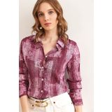 Olalook Kadın Marsala Renk Geçişli Dokulu Regular Fit Gömlek GML-19001297