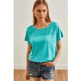 Olalook Kadın Mint Yeşili Fisto Detaylı Yarasa Bluz BLZ-19002587