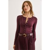 Olalook Kadın Mürdüm Çıtçıt Detaylı Yumuşak Dokulu Hırka Bluz BLZ-19003142