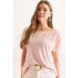 Olalook Kadın Pembe Fisto Detaylı Yarasa Bluz BLZ-19002587