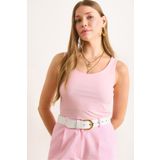 Olalook Kadın Pembe Önü Çift Kat Sandy Bluz BLZ-19003043
