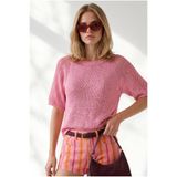 Olalook Kadın Pembe Reglan Kol Merserize Triko Bluz BLZ-19003402