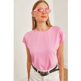 Olalook Kadın Pembe Yarasa Örme Viscon Bluz BLZ-19001916