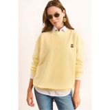 Olalook Kadın Sarı Ayıcık Nakışlı Dikiş Detaylı Şardonlu Kalın Sweatshirt SWT-19000731