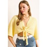 Olalook Kadın Sarı Bürümcük Kimono Bluz BLZ-19003068