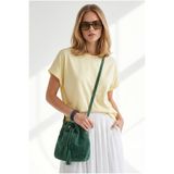 Olalook Kadın Sarı Yarasa Model Kol Katlamalı Loose Fit Pamuk Tişört TSH-19001003