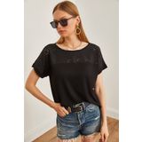 Olalook Kadın Siyah Fisto Detaylı Yarasa Bluz BLZ-19002587