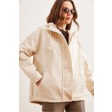 Olalook Kadın Taş Cepli Fermuarlı Çıtçıt Detaylı Gabardin Ceket CKT-19000419