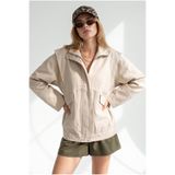 Olalook Kadın Taş Cepli Omuz Detaylı Oversize Fermuarlı Gabardin Ceket CKT-19000536