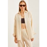 Olalook Kadın Taş Oversize Basic Müslin Gömlek GML-19001217