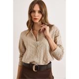 Olalook Kadın Vizon Regular Fit Fisto Gömlek GML-19001332