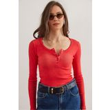 Olalook Kadın Yıkamalı Mercan Patlı Kaşkorse Bluz BLZ-19000588
