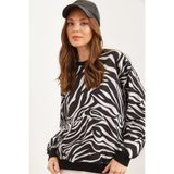 Olalook Kadın Zebra Basic Yumuşak Dokulu Salaş Sweatshirt SWT-19000457