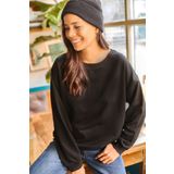 Olalook SWT-19000457 Siyah Çizgili Yumuşak Dokulu Salaş Sweatshirt