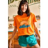 Olalook TSH-19000294 Turuncu Kadın T-Shirt