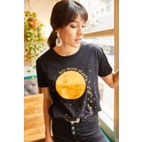 Olalook TSH-19000299 Siyah Kadın T-shirt