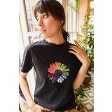 Olalook TSH-19000320 Siyah Kadın T-shirt
