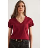 Olalook TSH-19000396 Bordo Kadın T-Shirt