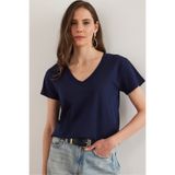 Olalook TSH-19000396 Lacivert Kadın T-Shirt