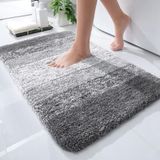 OLANLY Banyo Halıları Mat 24x16, Ekstra Yumuşak ve Emici Mikrofiber Banyo Halıları, Kaymaz Peluş Tüylü Banyo Halısı, Makinede Kurutun, Banyo Zemini, Küvet ve Duş için Banyo Paspasları, Gri