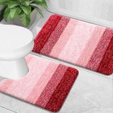 OLANLY Lüks Banyo Halısı Seti 2 Parça, Yumuşak Emici Mikrofiber Banyo Halıları ve U Şekilli Kontur Tuvalet Halısı, Kaymaz Banyo Halısı, Makinede Yıkama, Banyo için Banyo Paspasları (61 x 40 cm + 60 cm