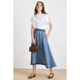 Olcay Beli Lastikli Soft Denim Etek MAVİ 7068 - Mavi