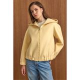 Olcay Kapüşonlu Beli Lastikli Oversize Kısa Kaban SARI 3162 - Sarı - 38