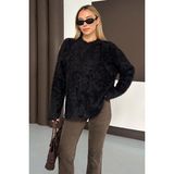 Olcay Oversize Tüylü Soft Kazak Siyah 8270 - Standart