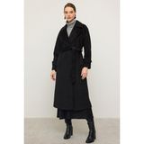 Olcay Siyah Reglan Kol Çıt Çıt Kapamalı Ara Boy Kaban Kadın Kalın Dokuma Astarlı - 36