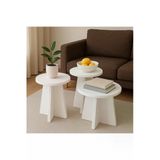 OlcayAksesuar 3 Lü Orta Sehpa Seti, 40 cm, 32 cm, 28 cm Çaplı, Yükseklik 43 cm, 39 cm, 35 cm İskandinav
