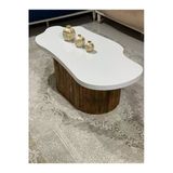 Olcayaksesuar Asimetrik Bulut Model 120X60 Cm Kalın Kenarlı Orta Sehpa Kahverengi Orta Sehpa