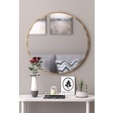 Olcayaksesuar Ceviz Dekoratif 58Cm Yuvarlak Ayna Antre Hol Koridor Duvar Aynası Salon Mutfak Banyo Wc Ofis Aynası