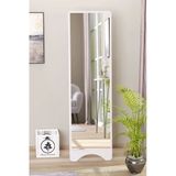 Olcayaksesuar Dikdörtgen Beyaz 120X43 Cm Ayaklı Salon Antre Çocuk Odası Banyo Wc Yatak Odası Boy Aynası
