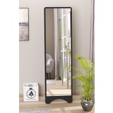 Olcayaksesuar Dikdörtgen Siyah 120X43 Cm Ayaklı Salon Antre Çocuk Odası Banyo Wc Yatak Odası Boy Aynası